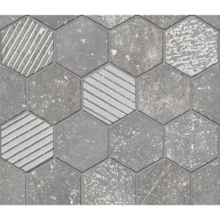 Italian Porcelain Mosaic Carrière du Kronos Gent Exa 10"X11 5/8" 3/8" Natural