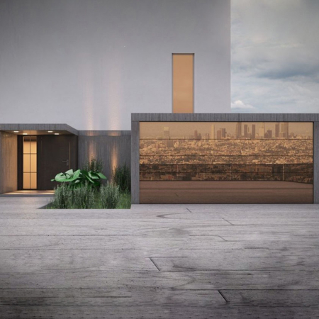 Frameless Glass Garage Door Moderno Bronze 16' x 9'