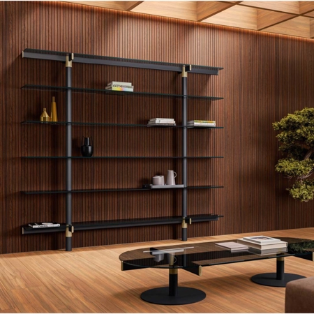 Decumano Wall-Mounted Bookcase with Glass Shelves