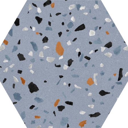 Abstract Blue Hexagon 8" x 9", 3/8" Matt Porcelain tile