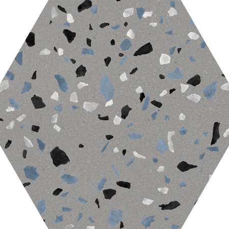 Abstract Grey Hexagon 8" x 9", 3/8" Matt Porcelain tile