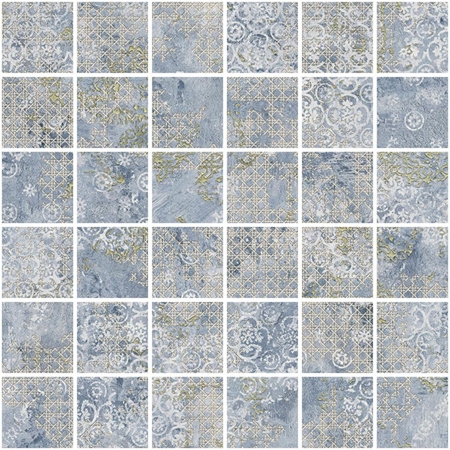 Mosaic Rug Blue 12" x 12", 3/8" Natural Porcelain Tile