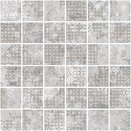 Mosaic Rug Grey 12" x 12", 3/8" Natural Porcelain Tile